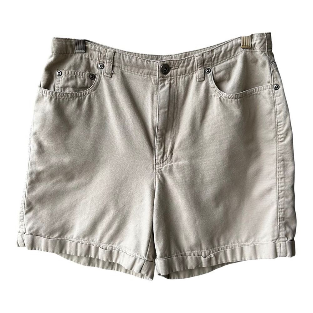 Liz Claiborne Shorts Lizwear Jean Khaki Cotton Canvas High Rise Womens Size 10